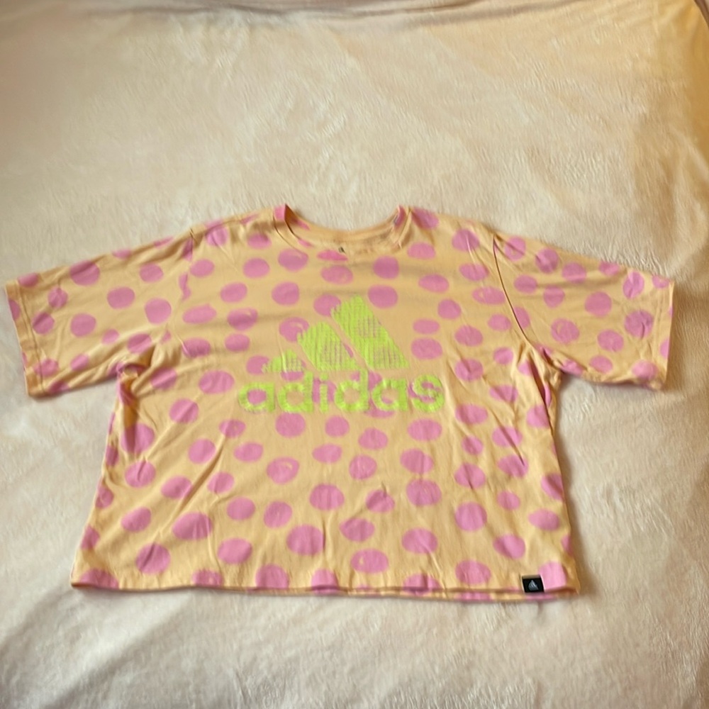 Adidas Pink Polka Dot Orange T-Shirt XL